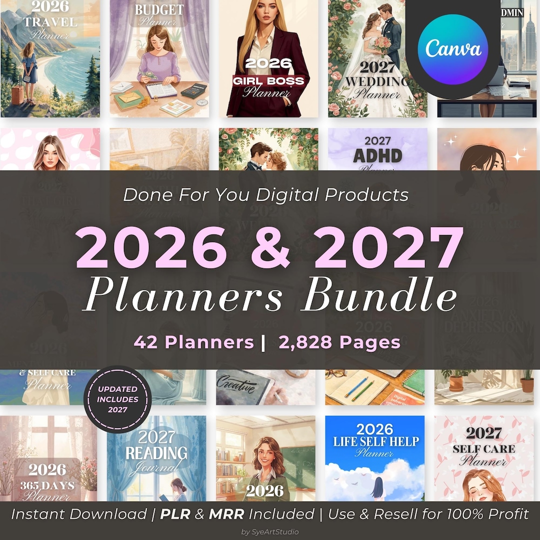 2026-2027 Planner Bundle, 42 Canva Templates, PLR MRR (digital Download ...