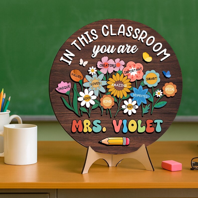 Personalized Teacher Classroom Door Sign: Rainbow Decor - Etsy