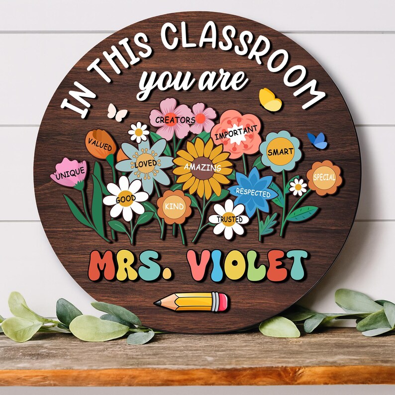 Personalized Teacher Classroom Door Sign: Rainbow Decor - Etsy