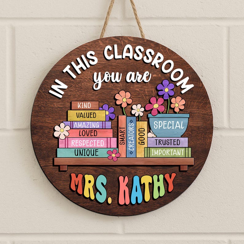 Personalized Teacher Classroom Door Sign: Rainbow Decor - Etsy