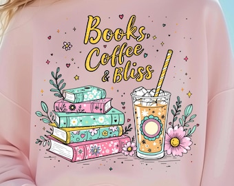 Floral Books and Coffee PNG: Cozy Reading Nook Png, Sublimation Designs