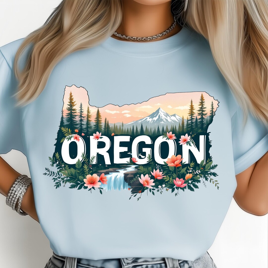 Oregon State Designs Oregon Vintage Travel Poster Style Floral State Art PNG: Travel Poster ...