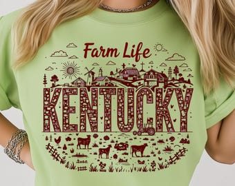 Kentucky Farm Life Grows Strong With Rural Country Spirit State PNG: Sublimation Design Dtf Tshirt Png Digital Download