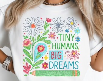 Crayon Teacher PNG: Floral Back To School Clipart, Sublimation Designs