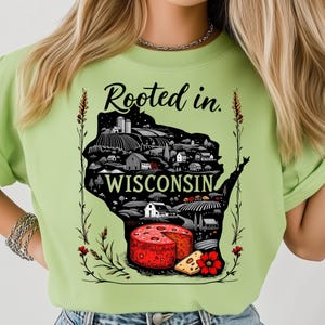 Rooted In Wisconsin PNG, Farm Landscape Art, Cheese State Posters, Countryside Travel Print, Dairy Barn Scene, USA State Shirt Design