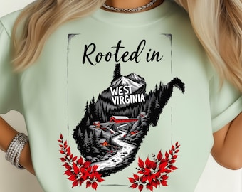 West Virginia diepgewortelde getextureerde berg genegenheid staat PNG: sublimatie ontwerp dtf tshirt png digitale download