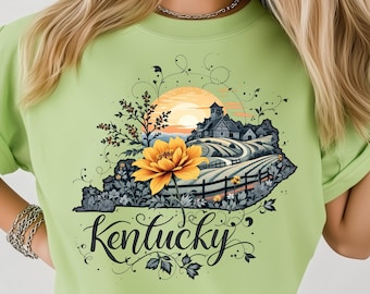 Kentucky Sunset Farm State PNG: Sublimation Design Dtf Tshirt Png Digital Download