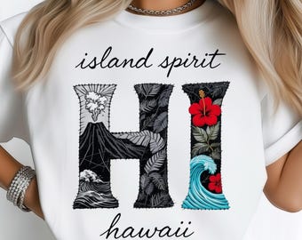 Hawaii Island Spirit Volcano Shores Tropical Bloom State PNG: Sublimation Design Dtf Tshirt Png Digital Download