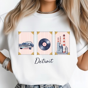 Detroit City PNG, Altes Auto-Shirt, Musikaufnahme Poster, Motor City Druck, Urban Skyline Kunst, USA Stadt Grafik