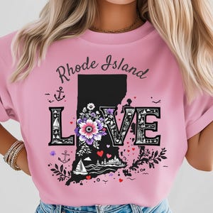 Love Rhode Island PNG, Floral State PNG, Rhode Island Map, Nautical Love Art, City Png, Rhode Island Shirt, USA State Shirt Design