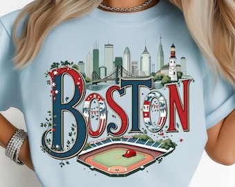 Boston Retro Lettering Stadium Scene Urban Heritage PNG: Sublimation Design Dtf Tshirt Png Digital Download
