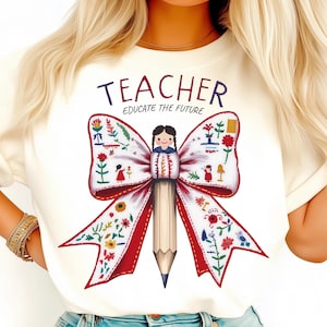 Teacher Life PNG, Preppy Back To School Sublimation Design, Pencil Bow Clipart For Shirt, First Day Of School Digital File Gift Art