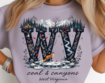 West Virginia Cardinal Fox Forest Mountain Canyon State, png-bestand: sublimatieontwerp dtf-t-shirt png digitale download