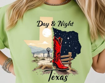 Texas Cowboy Boot Western Landscape Scene State PNG: Sublimation Design Dtf Tshirt Png Digital Download