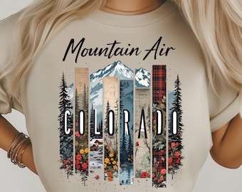 Colorado Rustic Plaid Mountain Floral  State PNG: Sublimation Design Dtf Tshirt Png Digital Download
