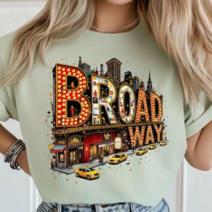 Broadway Theatre PNG: Sublimeringsdesign Dtf T-shirt Png Digital Nedladdning New York City Scene, Taxi, Markis