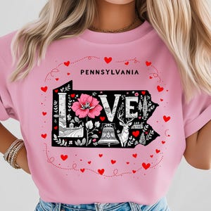 Love Pennsylvania PNG, Floral Countryside Illustration, Liberty Bell Art, State Posters, Travel Map Print, USA State Shirt Design
