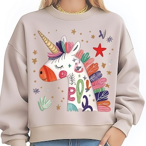 Unicorn Png Clipart, Kleurrijk Shirt Design, Fantasy Download Graphic, Kids Gift Png, Unicorn Lover Art, Unicorn Shirt Svg, Grafisch Png-bestand
