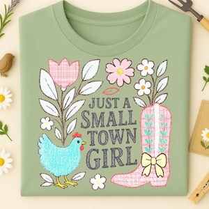 Boho Farm Girl Png, Chicken Clipart Art, Floral Cowgirl Boot, Small Town Quote Png, Western Chick Png, Pink Boot Chicken Art, Western Png