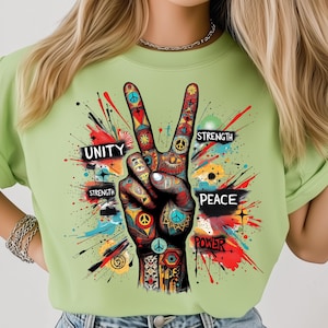 Unity Peace Power Strength Vibrant Patterned Hand PNG: Sublimation Designs