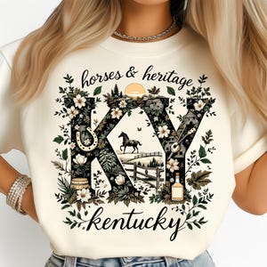 Kentucky Floral Prairie Horses Vintage State PNG: Sublimation Design Dtf Tshirt Png Digital Download image 3