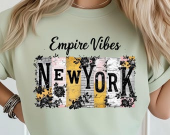 Floral New York City PNG: Sublimationsdesign Dtf Tshirt Png digitaler Download, Vintage Ziegelwand Png