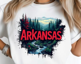 Arkansas Landscape State PNG: Sublimation Design Dtf Tshirt Png Digital Download, River & Forest Png