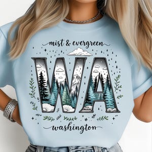 Washington PNW Evergreen Wilderness Forest Art State PNG: Sublimation Design Dtf Tshirt Png Digital Download