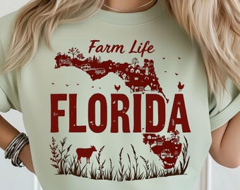 Vida en una granja en Florida PNG: Diseño de sublimación DTF Camiseta PNG Descarga digital, País rústico PNG, Atardecer tropical