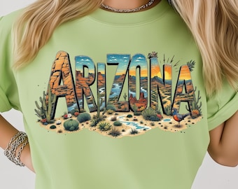 Arizona Desert Sunset Canyon Cactus  State PNG: Sublimation Design Dtf Tshirt Png Digital Download