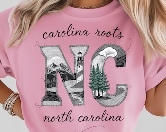 North Carolina State Patchwork State PNG: Sublimation Design Dtf Tshirt Png Digital Download, Nc Roots Pride Design