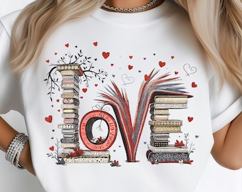 Book Love Valentine Day PNG, Bookish Book Lover Valentine Shirt, XOXO Book Lover Gift, Romantic Reading Sublimation Designs
