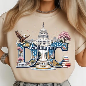 Washington DC American Freedom Landmark Letters PNG: Design para Sublimação DTF para Camiseta - Download Digital