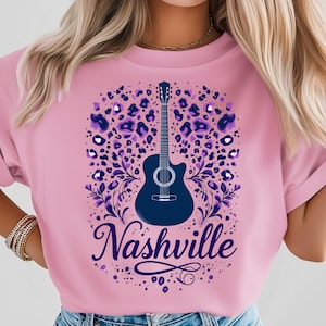 Guitarra PNG de Nashville, Arte de la ciudad musical, Diseño de música country, Sublimación occidental, Regalo para viaje de chicas, Clipart folclórico, Impresión estatal