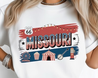 Retro Missouri  State PNG: Sublimation Design Dtf Tshirt Png Digital Download, Route 66 Fairground Png