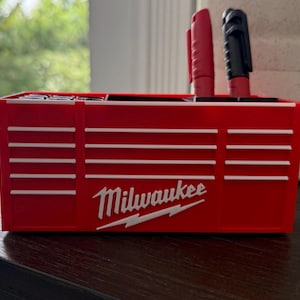 Milwaukee Pack Out Inspired Desk Organizer - Pen Holder Chest - Tool Box Style Office Decor