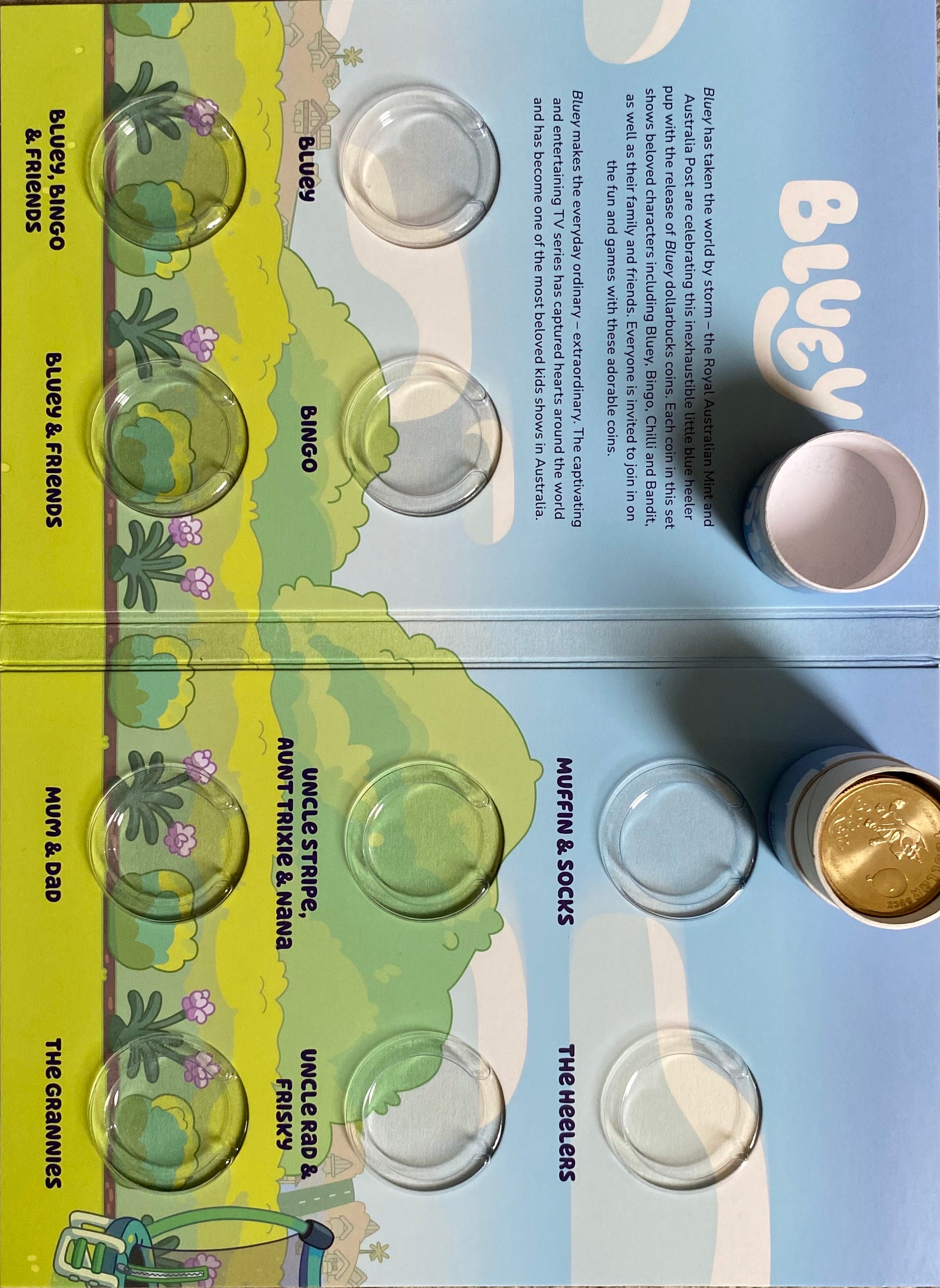 Bluey 1 Dollar Full Coin Set of 10 with Folder