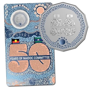 2024 Frosted 50c NAIDOC 50 jaar gekleurde UNC-munt op RAM-geheugenkaart