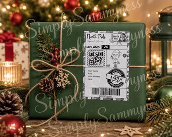Paquete de 10. Pegatina navideña personalizada del Polo Norte / Etiqueta de entrega especial de Papá Noel / Pegatina para regalo y sobre de Navidad, Correo de Papá Noel