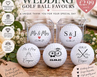 Pelotas de golf personalizadas para bodas, obsequios de boda Srixon con cajas de regalo opcionales. Tinta UV de primera calidad.
