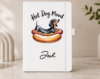 Cuaderno personalizado de perro salchicha, diario de perro salchicha, cuaderno con nombre personalizado, regalo de perro salchicha, regalo para amantes de los perros, cuaderno de tapa dura blanca