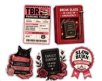 Paquete de pegatinas divertidas para amantes de los libros: humor lector y pegatinas para amantes de la lectura, juego de 5 pegatinas para Kindle, portátiles y botellas de agua.
