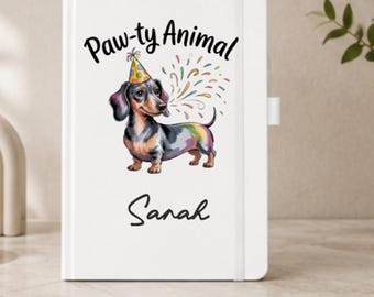 Cuaderno personalizado de perro salchicha, diario de perro salchicha, cuaderno con nombre personalizado, regalo de perro salchicha, regalo para amantes de los perros, cuaderno de tapa dura blanca