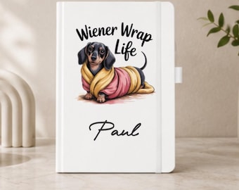 Cuaderno personalizado de perro salchicha, diario de perro salchicha, cuaderno con nombre personalizado, regalo de perro salchicha, regalo para amantes de los perros, cuaderno de tapa dura blanca