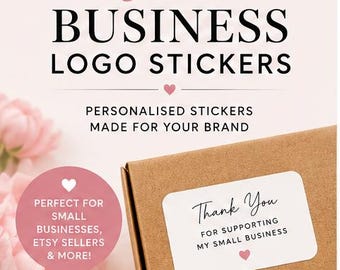 Juego de 30 pegatinas personalizadas con logotipo de empresa / Etiquetas redondas, cuadradas y rectangulares personalizadas / Pegatinas para embalaje / Etiquetas con logotipo para pequeñas empresas