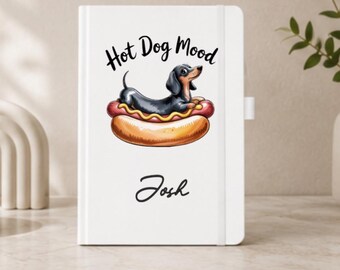 Cuaderno personalizado de perro salchicha, diario de perro salchicha, cuaderno con nombre personalizado, regalo de perro salchicha, regalo para amantes de los perros, cuaderno de tapa dura blanca
