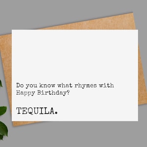 tequila birthday card, funny birthday card for friend, tequila gifts, tequila shots