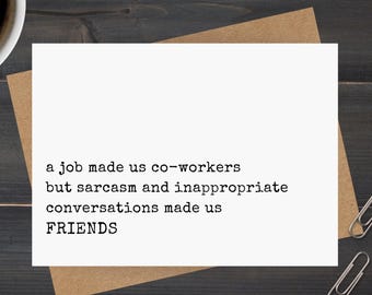 funny card for co-worker friendship, work friend, gift for co-worker birthday card or farewell card