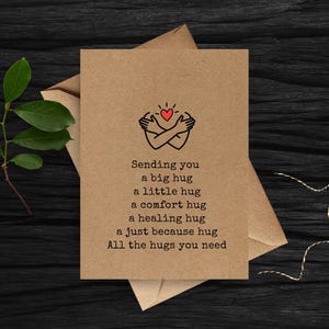Paper hug card, healing or long distance friendship, thinking of you card, sending a hug, missing you