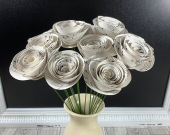 Sheet Music Paper Flowers, Music Lover Decor, Music Gift - Paper Flower Bouquet, Gift Bouquet